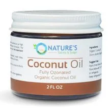 Nature's Salves & Soaps Fully Fully Ozonated 100% Organic Cold Coconut Oil - 2 Oz. Glass Jar with White Metal Lid Closure