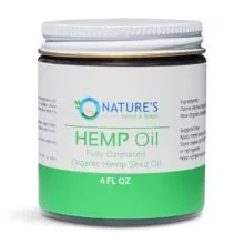 Nature's Salves & Soaps Fully Fully Ozonated 100% Organic Cold Hemp Seed Oil - 4 Oz. Glass Jar with White Metal Lid Closure